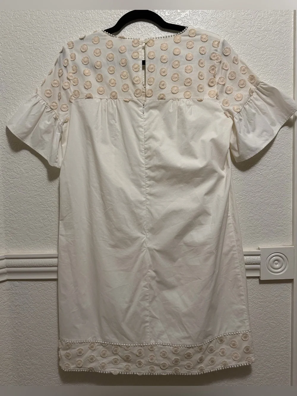 J.Crew Embellished Bell-Sleeve Shift Dress – Cream/Soft Blush Boho Style